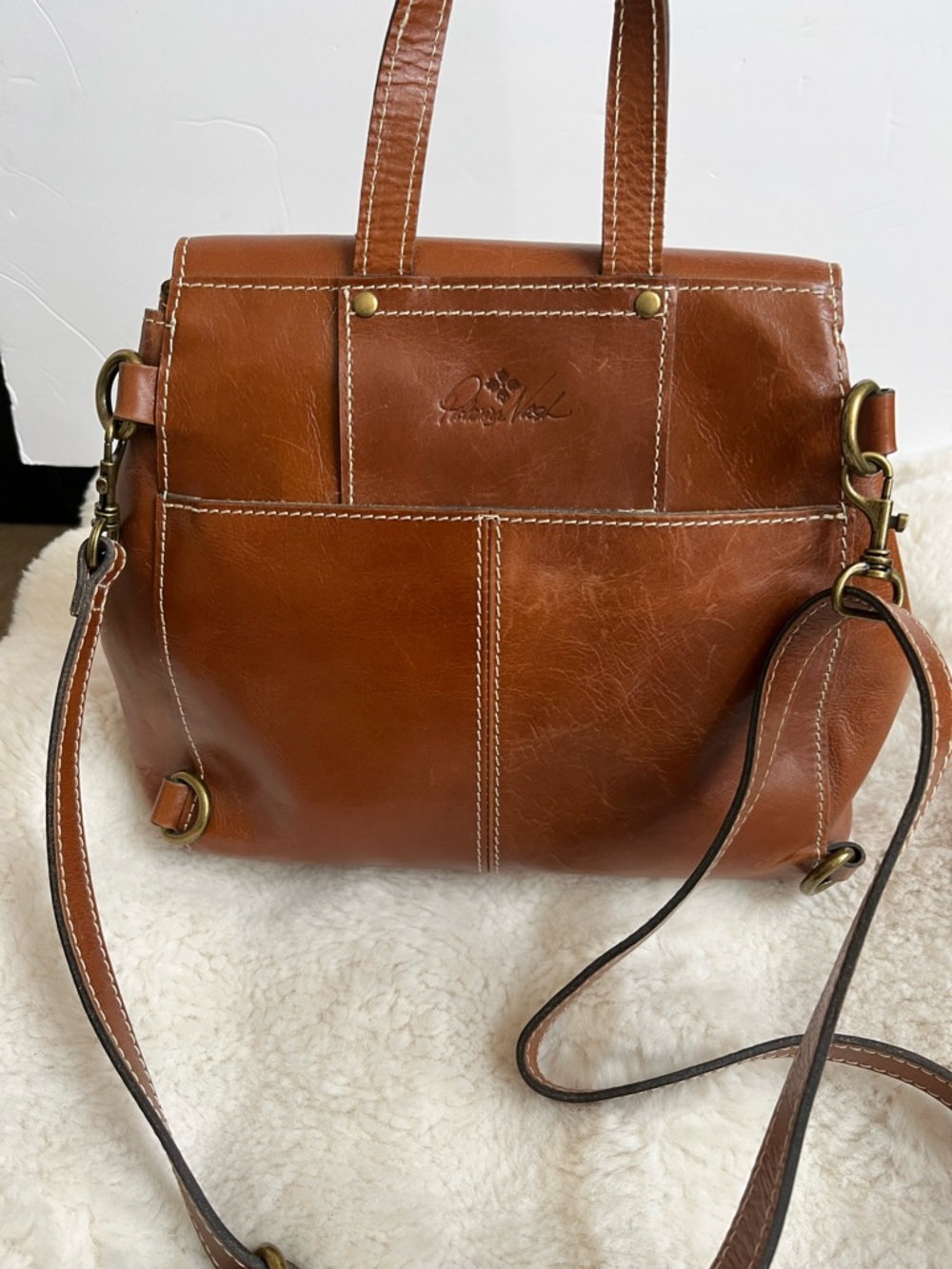 Patricia Nash Brown Leather Convertible Backpack - Picture 5 of 16